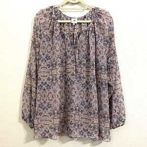 Cabi Womens Blouse Top Size Large Siena Style 5028 Peasant Floral Sheer L1